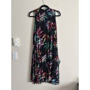 Joseph‎ Ribkoff Dress 8 Medium Tropical Floral Black Pockets Flowy Lined